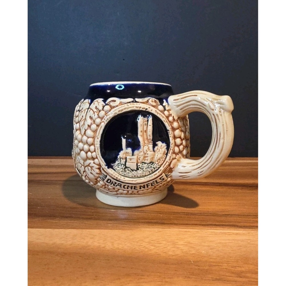 3.5" Stein Round Ceramic Mug 2885 Castles & Monuments W/Grapevines